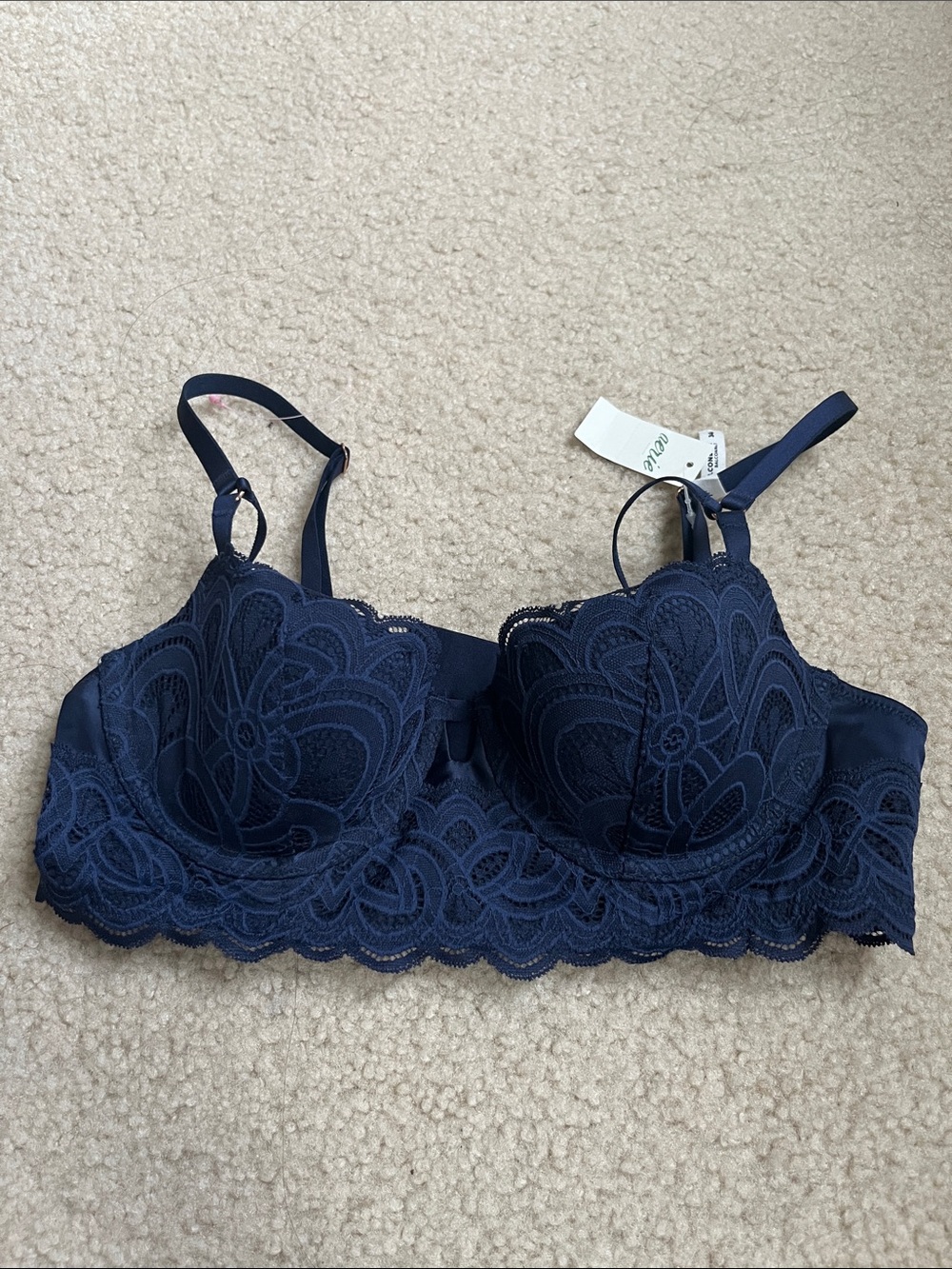 AERIE Navy Lace Balconette Bra 34A